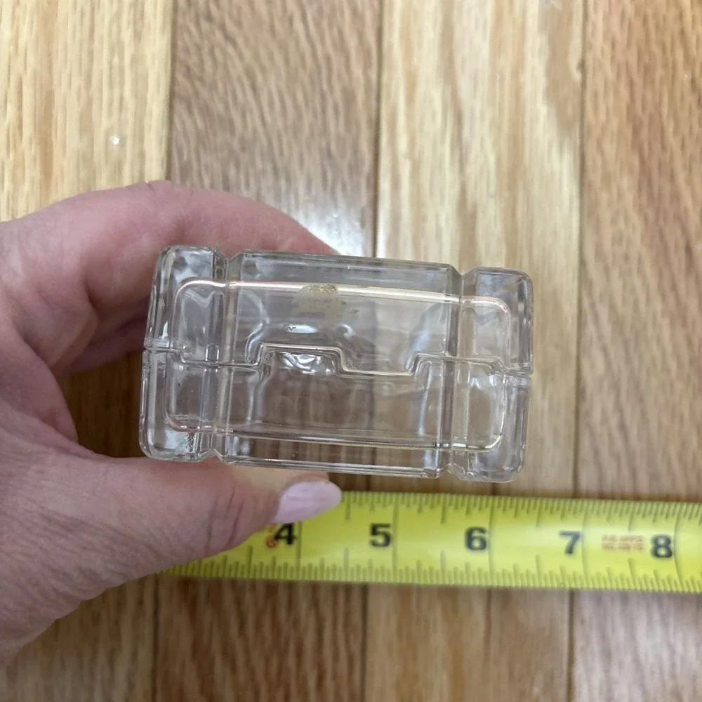 Vintage Square Clear Crystal Blow Jewelry Trinket Box 2 Pieces